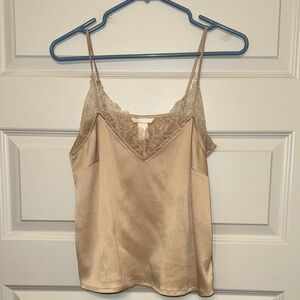 Elegant Lace Trim Satin Cami Top